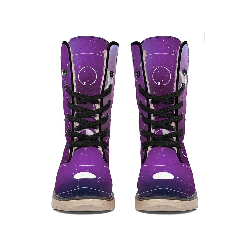 Galaxy Moon Phase Print Winter Boots