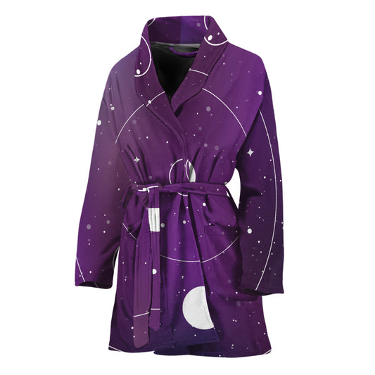 Galaxy Moon Phase Print Women's Bathrobe