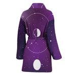 Galaxy Moon Phase Print Women's Bathrobe