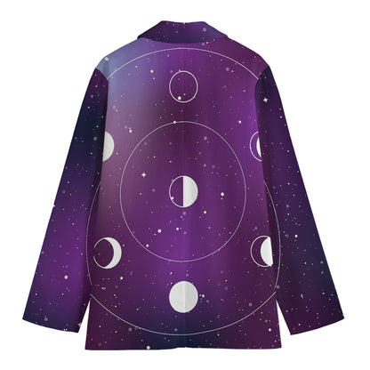 Galaxy Moon Phase Print Women's Blazer