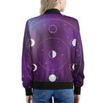 Galaxy Moon Phase Print Women's Bomber Jacket