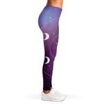 Galaxy Moon Phase Print Women's Leggings