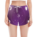 Galaxy Moon Phase Print Women's Split Running Shorts