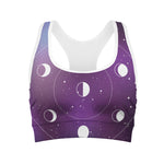 Galaxy Moon Phase Print Women's Sports Bra