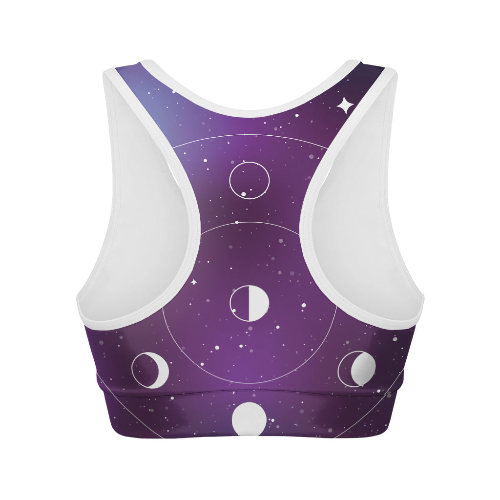 Galaxy Moon Phase Print Women's Sports Bra