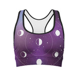 Galaxy Moon Phase Print Women's Sports Bra