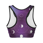 Galaxy Moon Phase Print Women's Sports Bra