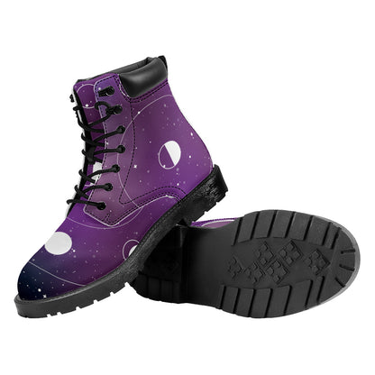 Galaxy Moon Phase Print Work Boots