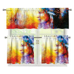 Galaxy Native Indian Woman Print 3 Piece Kitchen Curtains