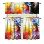 Galaxy Native Indian Woman Print 3 Piece Kitchen Curtains