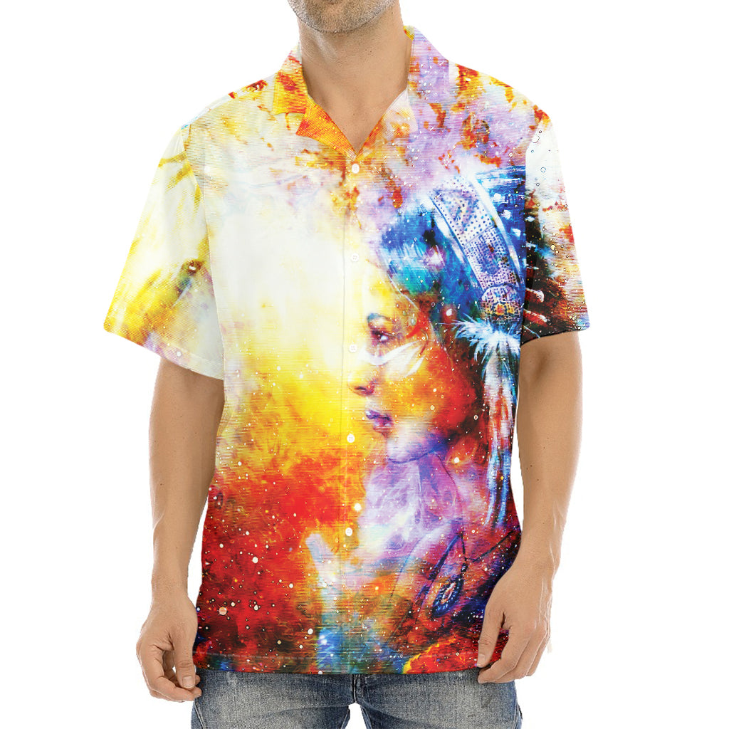 Galaxy Native Indian Woman Print Aloha Shirt