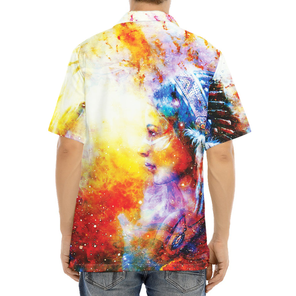 Galaxy Native Indian Woman Print Aloha Shirt