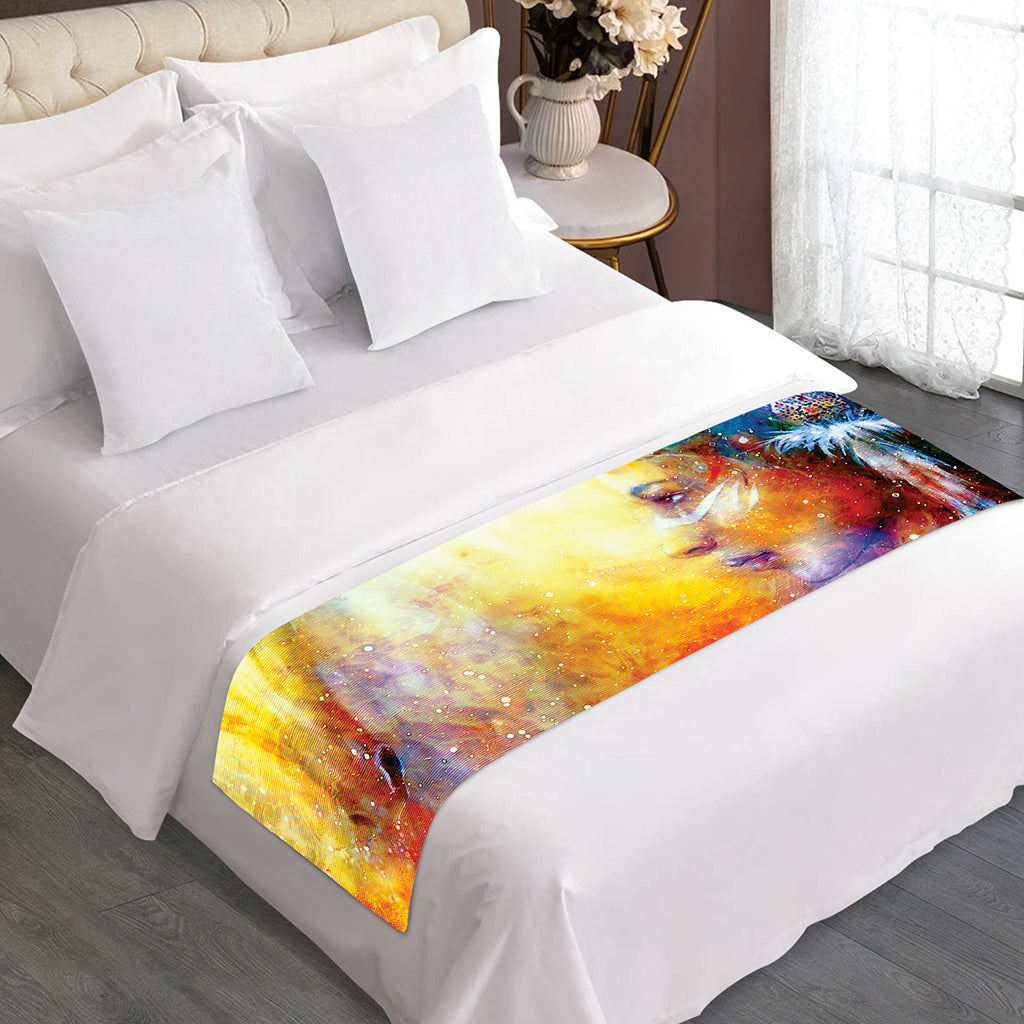 Galaxy Native Indian Woman Print Bed Runner