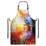 Galaxy Native Indian Woman Print Bib Apron With Pocket