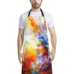 Galaxy Native Indian Woman Print Bib Apron With Pocket
