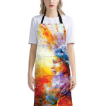 Galaxy Native Indian Woman Print Bib Apron With Pocket