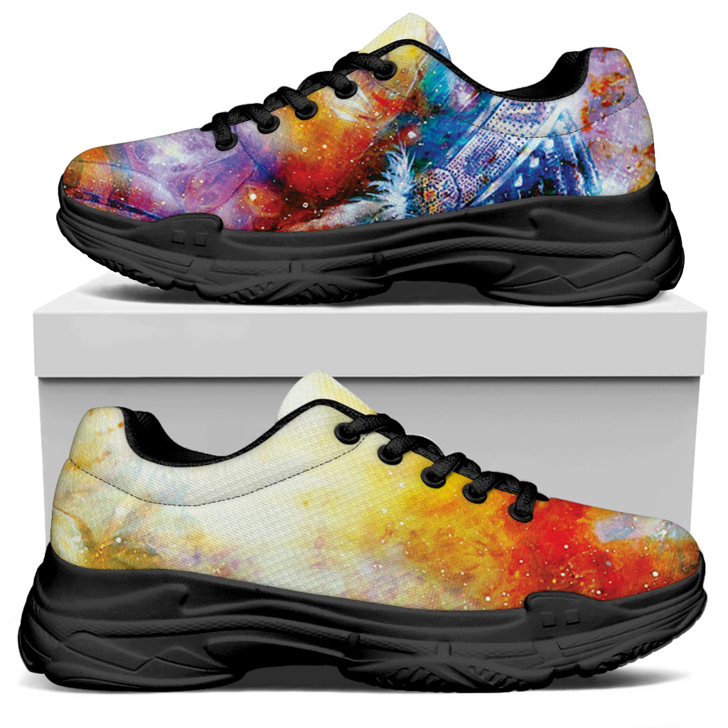 Galaxy Native Indian Woman Print Black Chunky Shoes