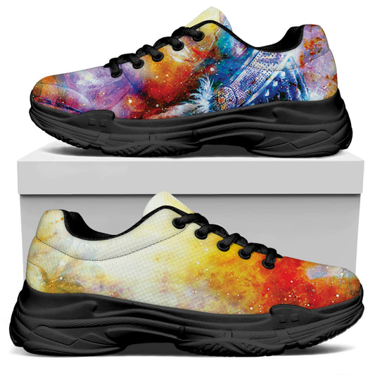 Galaxy Native Indian Woman Print Black Chunky Shoes