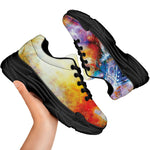 Galaxy Native Indian Woman Print Black Chunky Shoes