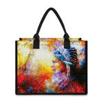 Galaxy Native Indian Woman Print Canvas Tote Bag