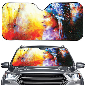 Galaxy Native Indian Woman Print Car Windshield Sun Shade