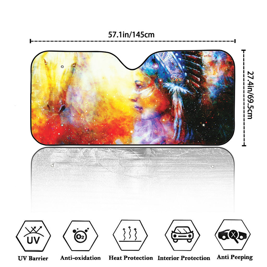 Galaxy Native Indian Woman Print Car Windshield Sun Shade