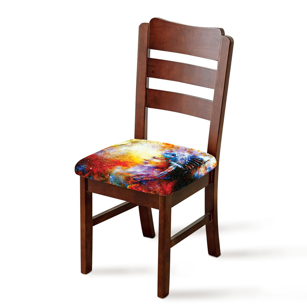 Galaxy Native Indian Woman Print Chair Cushion Cover