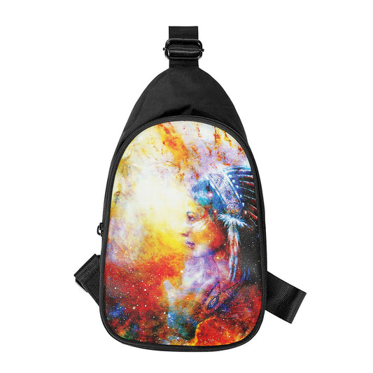 Galaxy Native Indian Woman Print Chest Bag