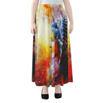 Galaxy Native Indian Woman Print Chiffon Maxi Skirt