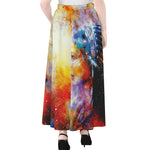 Galaxy Native Indian Woman Print Chiffon Maxi Skirt
