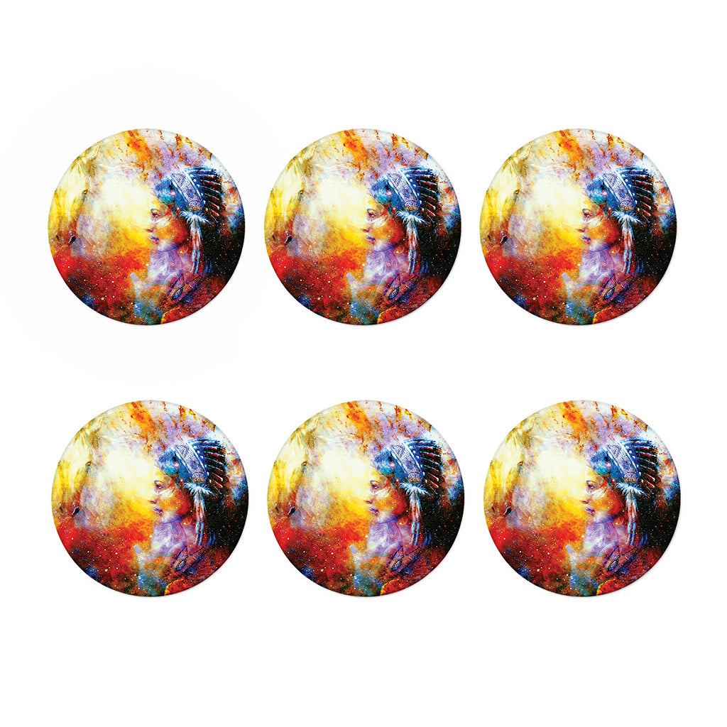 Galaxy Native Indian Woman Print Coaster Set