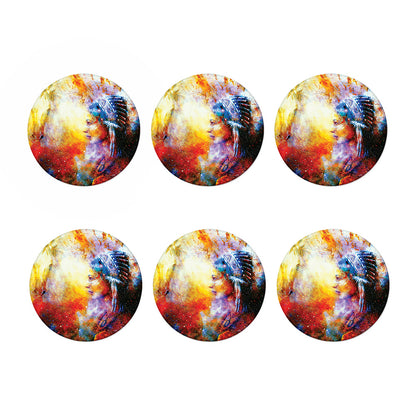 Galaxy Native Indian Woman Print Coaster Set
