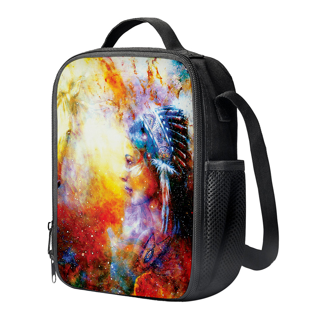 Galaxy Native Indian Woman Print Crossbody Lunch Bag