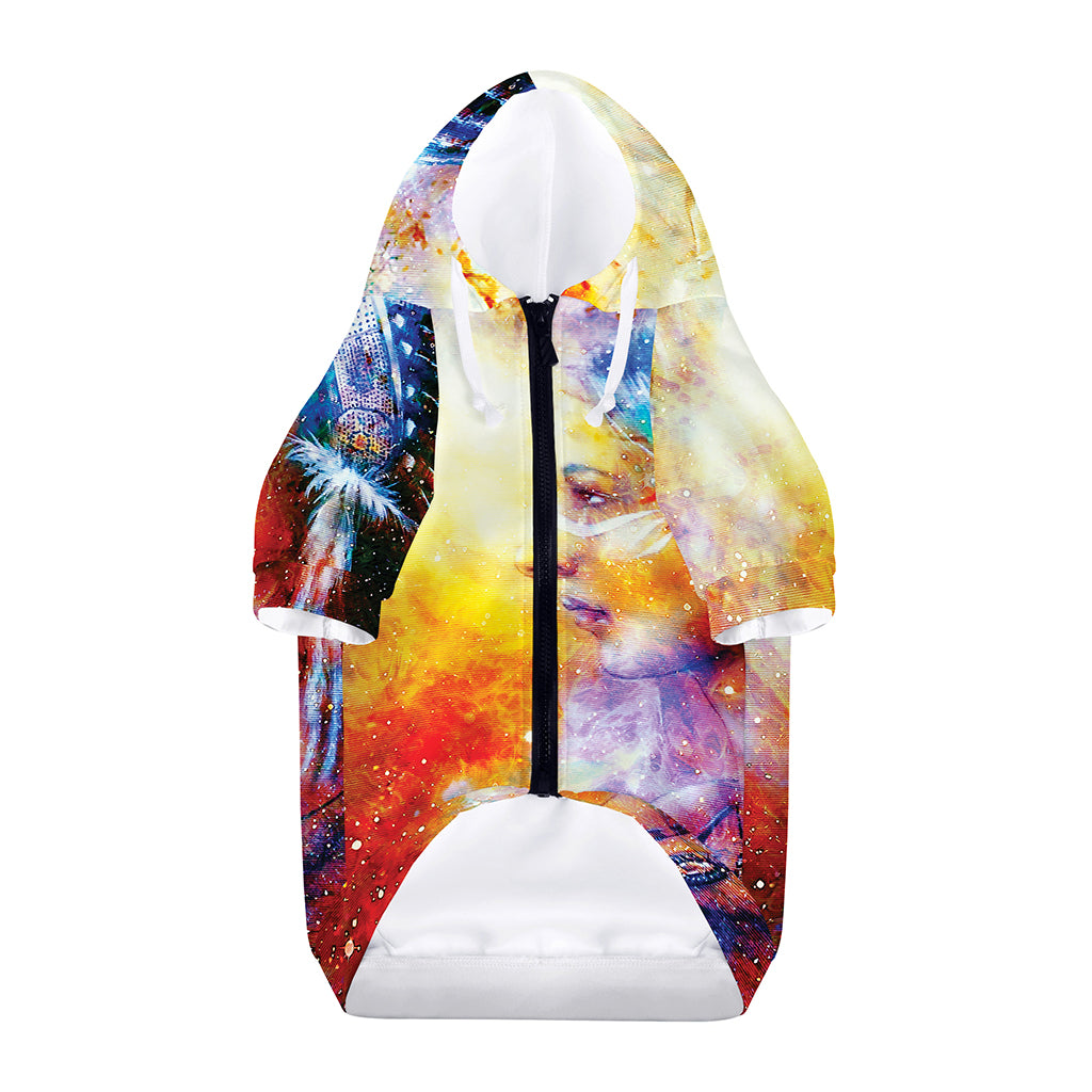 Galaxy Native Indian Woman Print Dog Zip Up Hoodie
