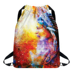 Galaxy Native Indian Woman Print Drawstring Backpack