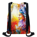 Galaxy Native Indian Woman Print Drawstring Backpack