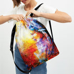 Galaxy Native Indian Woman Print Drawstring Backpack