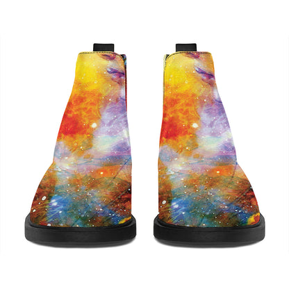 Galaxy Native Indian Woman Print Flat Ankle Boots