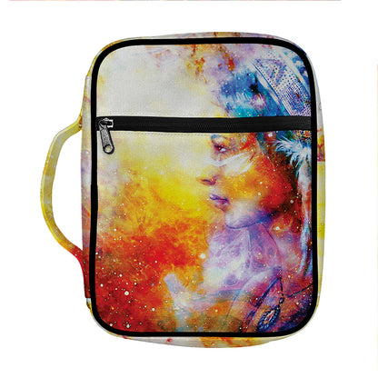 Galaxy Native Indian Woman Print Front Pocket Bible Bag