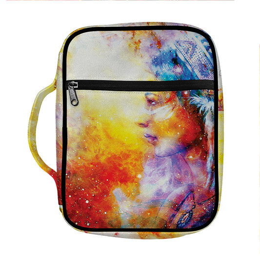 Galaxy Native Indian Woman Print Front Pocket Bible Bag