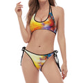 Galaxy Native Indian Woman Print Halter Scoop Tie Side Bikini