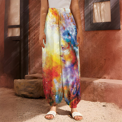 Galaxy Native Indian Woman Print Harem Pants