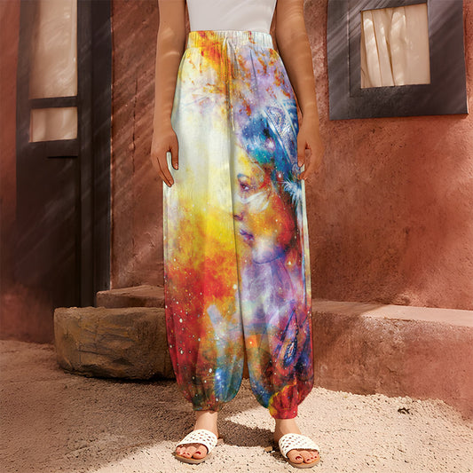 Galaxy Native Indian Woman Print Harem Pants
