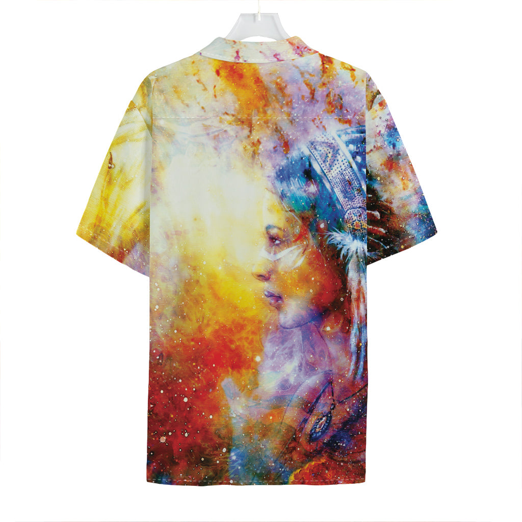 Galaxy Native Indian Woman Print Hawaiian Shirt