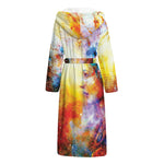 Galaxy Native Indian Woman Print Hooded Bathrobe