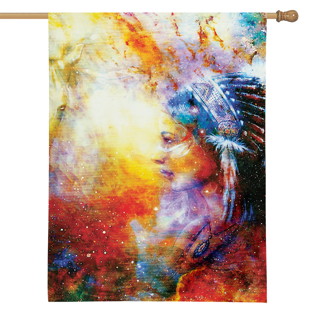 Galaxy Native Indian Woman Print House Flag