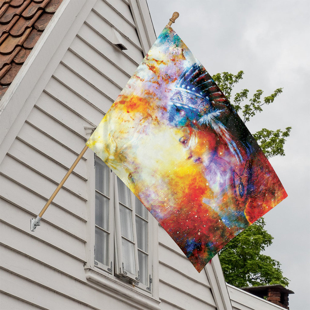 Galaxy Native Indian Woman Print House Flag