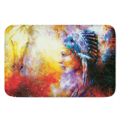 Galaxy Native Indian Woman Print Indoor Door Mat