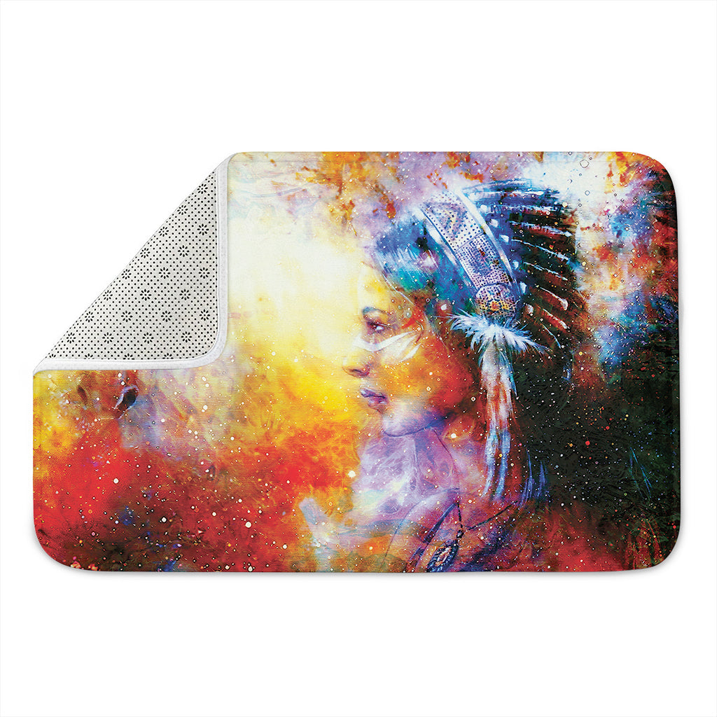 Galaxy Native Indian Woman Print Indoor Door Mat