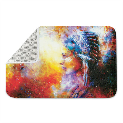 Galaxy Native Indian Woman Print Indoor Door Mat